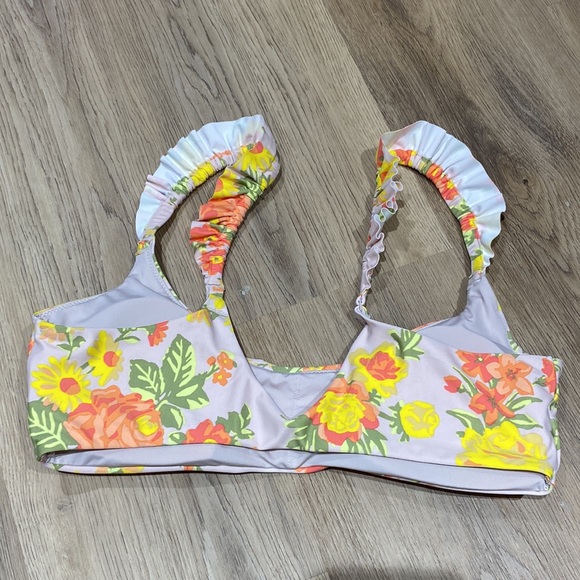 NWOT Aerie Floral Ruffle Scoop Bikini Top - Picture 6 of 8